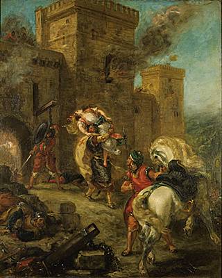 Eugène Delacroix, <i>Rebecca enlevée par le Templier pendant le sac du château de Frondebœuf</i>