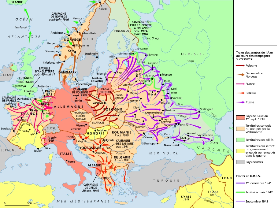 La guerre éclair en Europe et l'avance des troupes de l'Axe vers Stalingrad et le Caucase