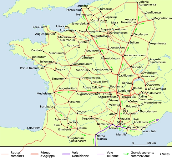 Routes et courants commerciaux en Gaule