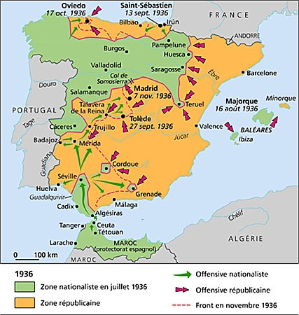 La guerre civile d'Espagne, 1936
