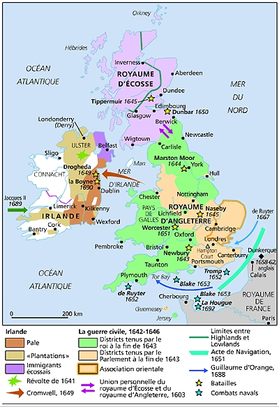 Les îles Britanniques, XVIIe siècle