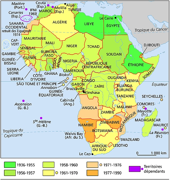 La décolonisation en Afrique, 1936-1990