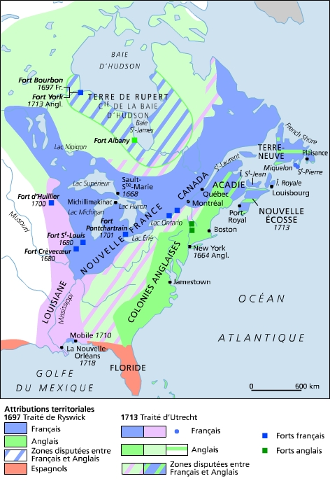 La colonisation de l'Amérique du Nord, 1697-1713 La colonisation de l'Amérique du Nord, 1697-1713
