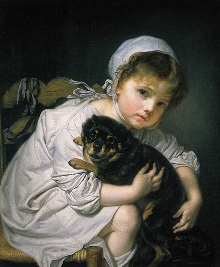 Jean-Baptiste Greuze, Une jeune enfant qui joue avec un chien Jean-Baptiste Greuze, Une jeune enfant qui joue avec un chien