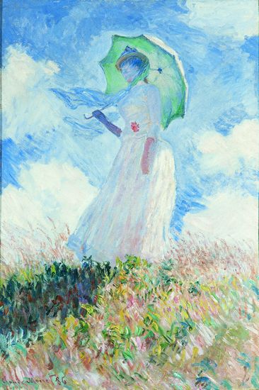 Claude Monet, Essai de figure en plein air : femme à l'ombrelle tournée vers la gauche Claude Monet, Essai de figure en plein air : femme à l'ombrelle tournée vers la gauche