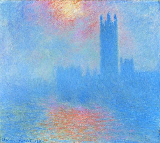 Claude Monet, Londres, le Parlement ; trouée de soleil dans le brouillard