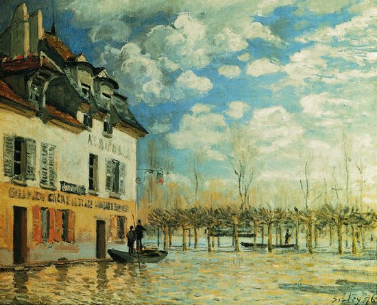 Alfred Sisley, <i>la Barque pendant l'inondation à Port-Marly</i>