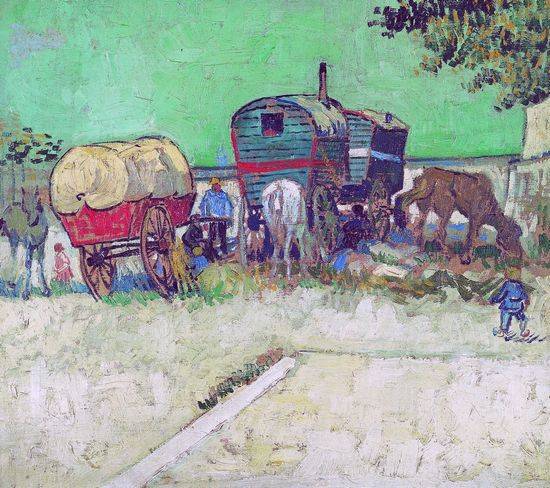 Vincent Van Gogh, les Roulottes, campement de Bohémiens