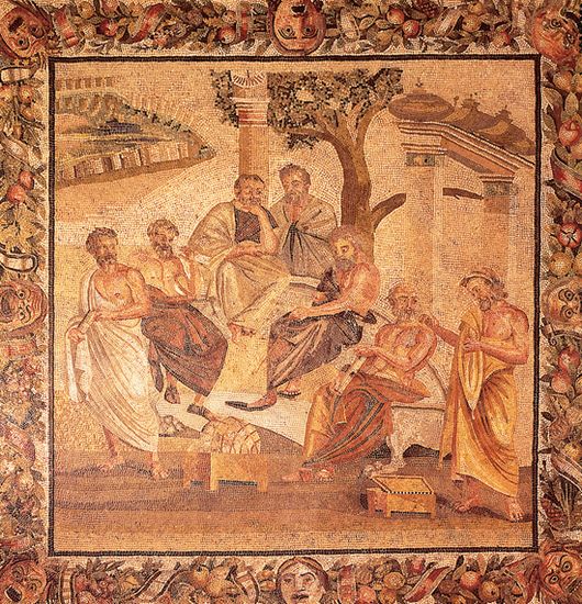 Pompéi, mosaïque de l'Académie de Platon Pompéi, mosaïque de l'Académie de Platon