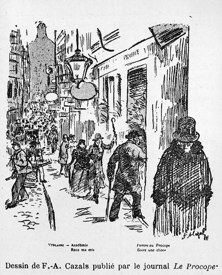 Cazals, Paul Verlaine entrant au Procope Cazals, Paul Verlaine entrant au Procope