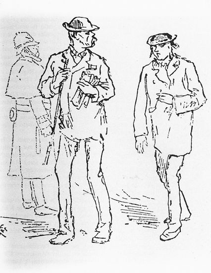 Verlaine et Rimbaud marchant dans Londres