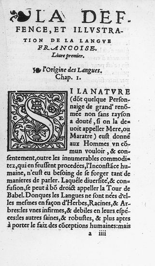 Joachim Du Bellay, Défense et illustration de la langue française Joachim Du Bellay, Défense et illustration de la langue française