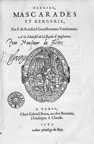 Pierre de Ronsard, <i>Élégies, mascarades et bergeries</i>