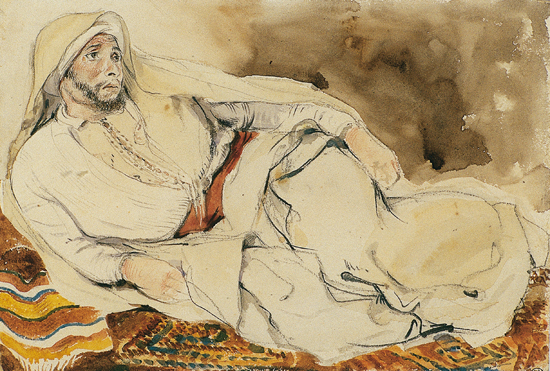 Eugène Delacroix, <i>Chef arabe couché sur un tapis</i>