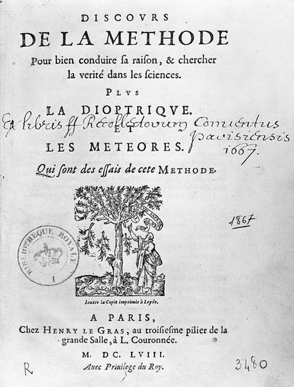 René Descartes, page de titre du Discours de la méthode