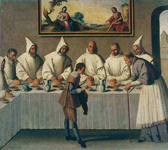 Francisco de Zurbarán, Saint Hugues au réfectoire des chartreux Francisco de Zurbarán, Saint Hugues au réfectoire des chartreux
