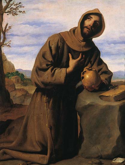 Francisco de Zurbarán, Saint François à genoux avec une tête de mort