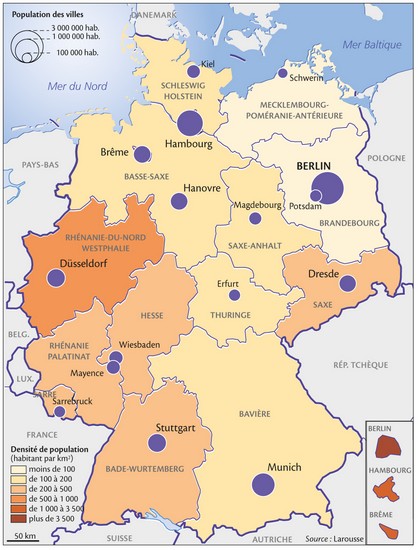 Allemagne, la densité de la population Allemagne, la densité de la population