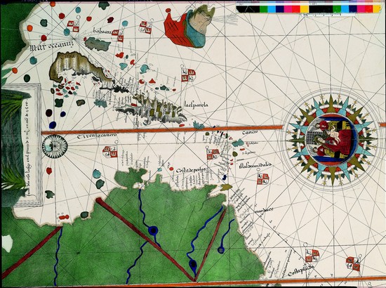 Carte des terres découvertes par Christophe Colomb