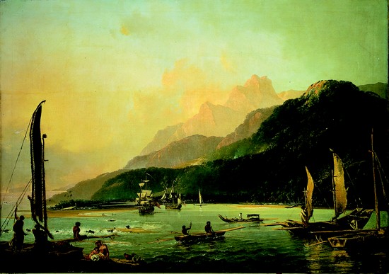 William Hodges, The Resolution et The Adventure à Tahiti.