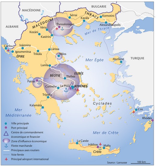 Suprématie économique des grandes villes en Grèce