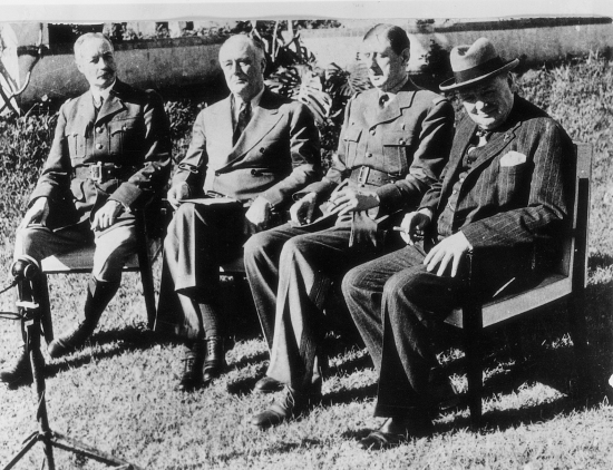 Churchill, de Gaulle, Roosevelt et Giraud à Casablanca (janvier 1943)