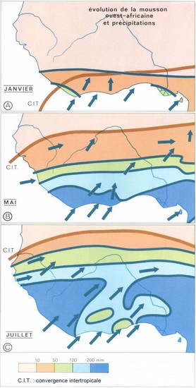 Évolution de la mousson ouest-africaine et précipitations